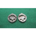 SOUTH AFRICA - WWII- SOUTH AFRICAN TANK CORPS PAIR OF COLLAR BADGES
