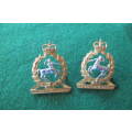 GREAT BRITAIN - THE ARMY VETERINARY CORPS PAIR OFFICERS COLLAR BADGES Q/C