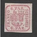Romania 1862 6P Red Hinged Mint SG 30 R1966
