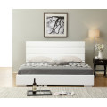 Faux Leather Bed Base with Headboard - Single White