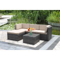 Vilagio 5 Piece Outdoor Wicker Sectional Living Sofa Patio Set - Brown