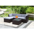 Vilagio 5 Piece Outdoor Wicker Sectional Living Sofa Patio Set - Brown