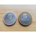 Mauritian 20 Rupee and 1 Rupee coins