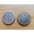 Mauritian 20 Rupee and 1 Rupee coins