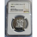 1987 Silver R1 Graded MS63 By the NGC