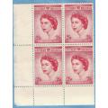 Southern Rhodesia 1953. 1 June. Coronation Q.Elizabeth 11,block of 4 Mint , CV R 400.00 View scans