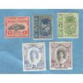 Toga.1942/49. Queen Salote and Local Motives. 5 Mint Stamps.  CV +/- R 125.00 View scans