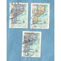 Mocambique, 1954.  Maps of Mocambique. 3 Used Stamps. CV +/- R 16.00 View scans