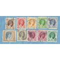 Rhod & Nyasaland.1954. Def.Issue Queen Elizabeth 11. 10 Used Stamps. mark C V+/- R 60.00 View scans