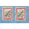 Union of S.A. 1933/36. Voortrekker Memorial Fund. 2 old Used Stamps.  CV+/- R 30.00 View scans