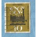 Germany. 1960. 125th Anniv. of the Railroads. Single Issue Used Stamp. CV+/- R 6.00 View scans