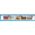 R.S.A. 1993,12 Nov.Tourism.Setenant Srip of 5 Used Stamps. NH, CV R 20.00 View scans