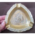 Vintage Antique Solid Brass STUNNING Embossed Ashtray