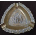 Vintage Antique Solid Brass STUNNING Embossed Ashtray