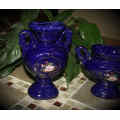 Vintage 1990 deluxe 3-Piece Stoneware Kobalt Vase Set Made in Taiwan expressly for YDC,York-as new