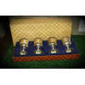 4 Vintage Ianthe EPNS wine Goblets in Box 370x151x80mm