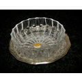 Echt Bleikristal Geprest -Crystal vase 55x156mm on silver plated tray 182mm