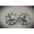 2 Blue and White Porcelain Ashtrays made in Taiwan 105mm