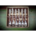 Antique Zola Silver Plated spoon set Hall Marked E Zola 90 (90g Silver) Nederland in origanal box