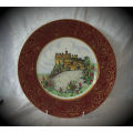 1945+ John Maddoch and Sons Plate Actual Etching of Edinburgh castle - Hand Painted 264mm