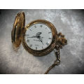 Die Groot Trek 1838 - 1988 Commemorative Quartz Pocket Watch with Chain- working but second hand off