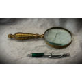 Large Antique Brass magnifying Glass-No scratches on Glass