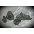 4 Hand Carved Soapstone Origanal THE WOLF SCULPTURES made Canada
