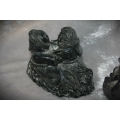 2 Hand Carved Soapstone Origanal THE WOLF SCULPTURES made Canada