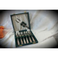 6 Vintage Angora Silver Plated Pastry / Cake Forks & Server in origanal box -box hinge need a pin