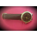 Vintage JETIME watch JAPAN Movement - Glass Cracked -working -new Battery-Leather strap 32mm