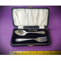 Vintage Sterling Silver fork and Spoon -Boxed -32g silver -spoon 130mm -fork 129mm-Hallmarked