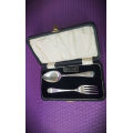 Vintage Sterling Silver fork and Spoon -Boxed -32g silver -spoon 130mm -fork 129mm-Hallmarked