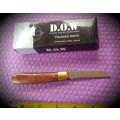 D.O.W  Folding Knife no K2850 Stainless 440 with Leather Sheath  -unused in Box .