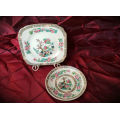 Vintage Burleigh Ware saucer 126mm and side Plate 143mm Burslem England -indian tree pattern