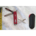 Vintage Victorinox Swiss  pocket knife with sheath - see condition piece of cover chipped off