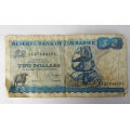 1983 Two Dollars Reserve Bank of Zimbabwe AA3744429l