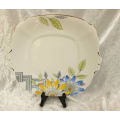 Vintage Bell China Cake Plate 253x233mm- England (gold rim faded)