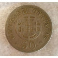 1928 Angola 50 Centavos Coin