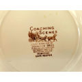 Vintage Johnson Bros Plate Coaching Scenes "GATE KEEPER" Genuine Hand Engraving 175mm (14 available)