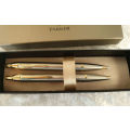 Beautiful Vintage Parker Ball Point Pen and Pencil set in Gold and silver Trim -iNK STILL OK