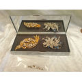 Metal case with Mirror 23x150x67mm AND 2 Antique/Vintage Brooches 75x33mm and 60x55mm - see more