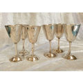 6 x Vintage Elweco Silver Plated Wine Goblets 137x67mm