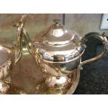 Vintage ESSAY EP Copper lead mounts made in Canada Coffee and Teapot on a EPNS tray