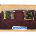 Vintage "Grand Prix " Yank sterling Silver ( CLAD) Cufflinks in Box