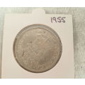 1955 Silver 2½ Shillings -Union Silver (.500)  14.14 g   32.3 mm-In Sleeve