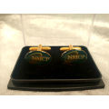 Vintage NMCP - Naval Medical Center Portsmouth -Us Navy Cufflinks on case