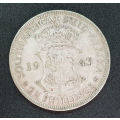 1943 Silver 2½ Shillings -Union Silver (.800)  14.14 g   32.3 mm Not Cleaned