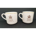 2 Vintage Mid winter June 2nd 1953 Elizabeth II Coronation Cups - One Cracked