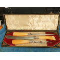 Antique 1904 Encore Thomas Turner & Co Sheffield Carving Set Sterling SILVER Bolster -Boxed
