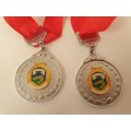 2 x Transvaal Hengel Unie /Angling Union Medals with Ribbons (not engraved)- 50mm